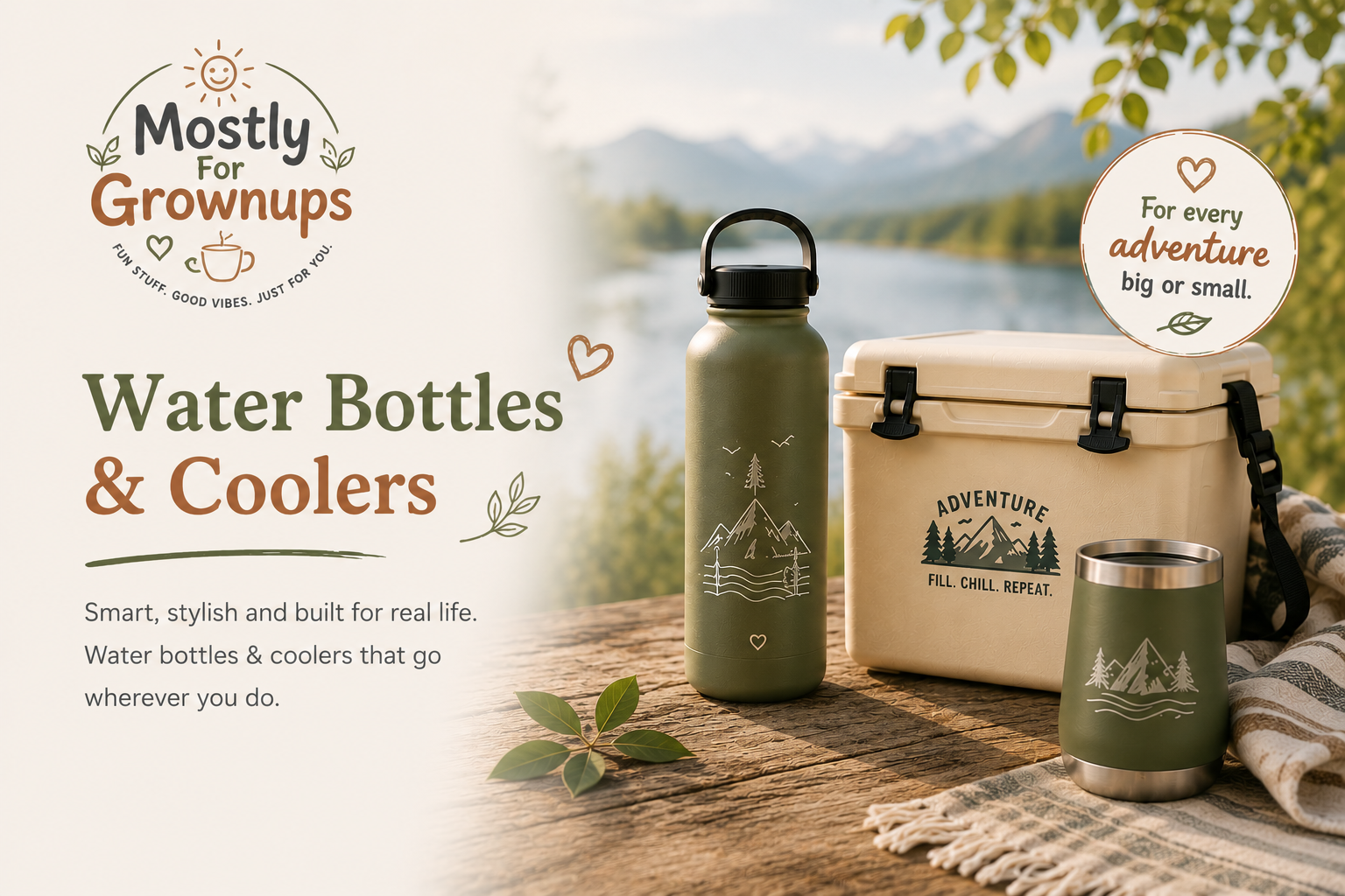 Water bottles and coolers