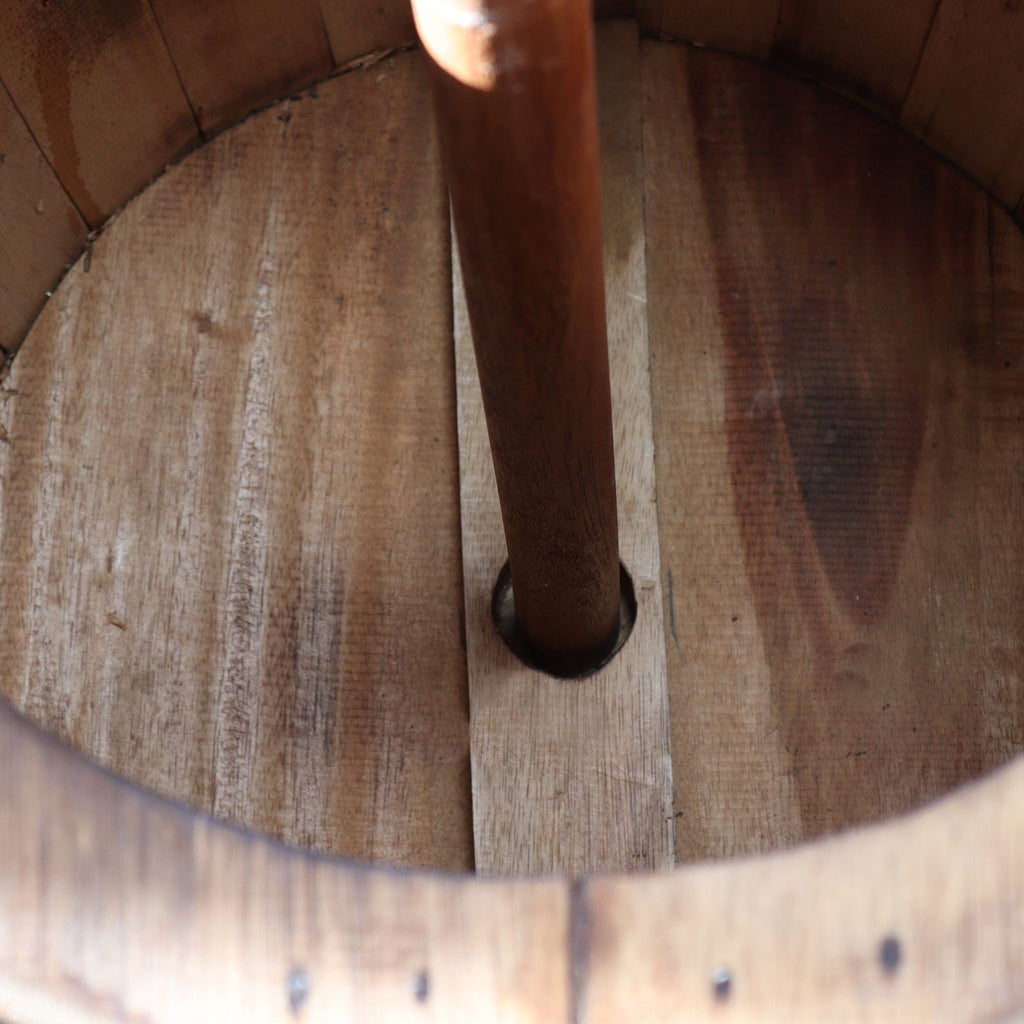 Beer Barrel Table & Parasol Stand – Natural Wood 60 x 48.5 cm