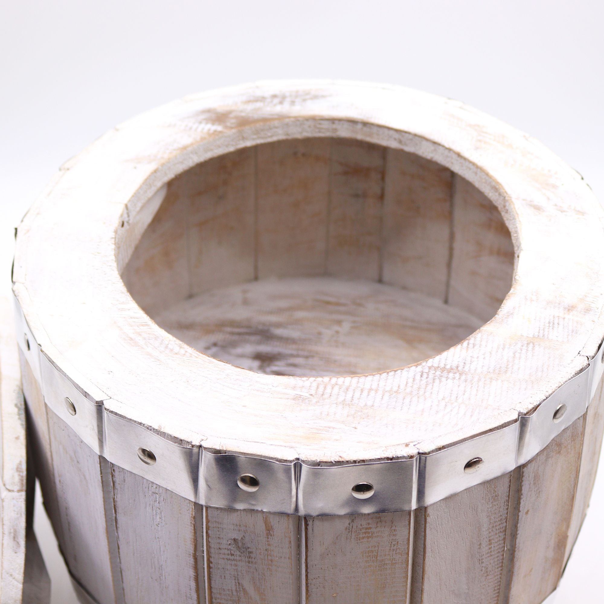 Beer Barrel Stool – Whitewash Wood 38 x 32 cm
