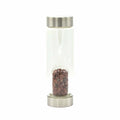 Crystal Infused Glass Water Bottle - Invigorating Red Jasper - Chips